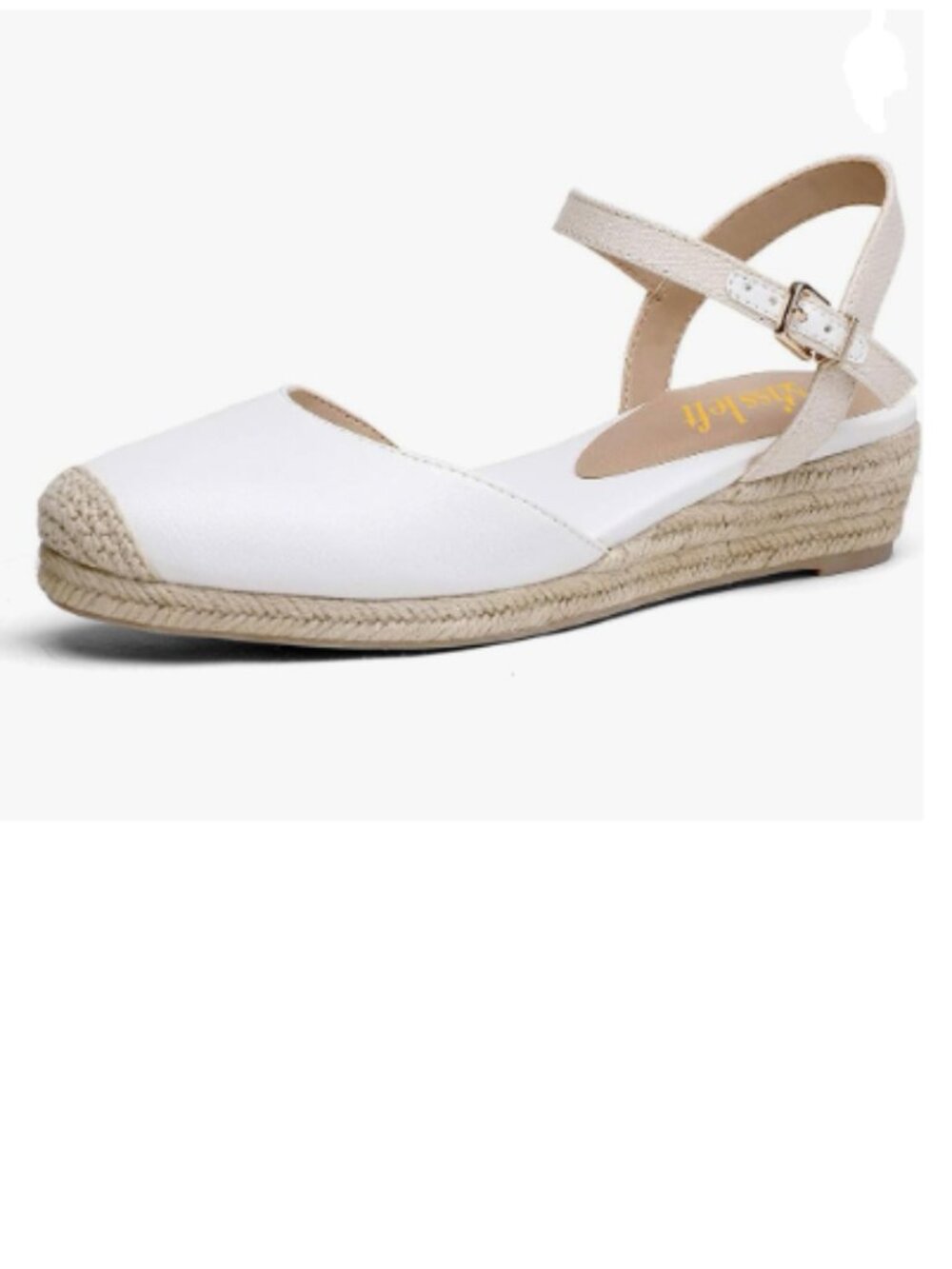 miss left White Round Toe Espadrille Sandals Mid Heel Wedges | Ankle Strap Shoes